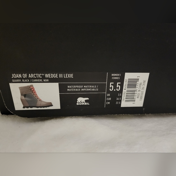 Sorel Joan of Artic Wedge III Lexie Laceup Boots Womens Size 5.5 NIB Gray Pink - Picture 6 of 8